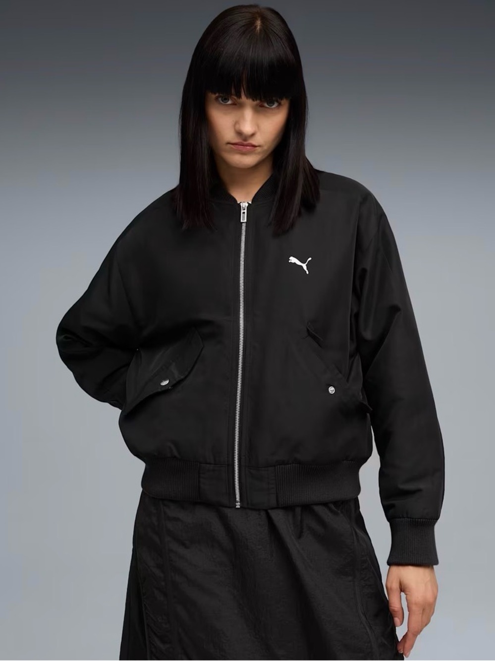 Puma Black Women's Bomber Jacket with White Logo